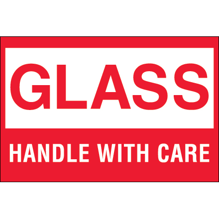 2 x 3" - "Glass - Handle With Care" Labels